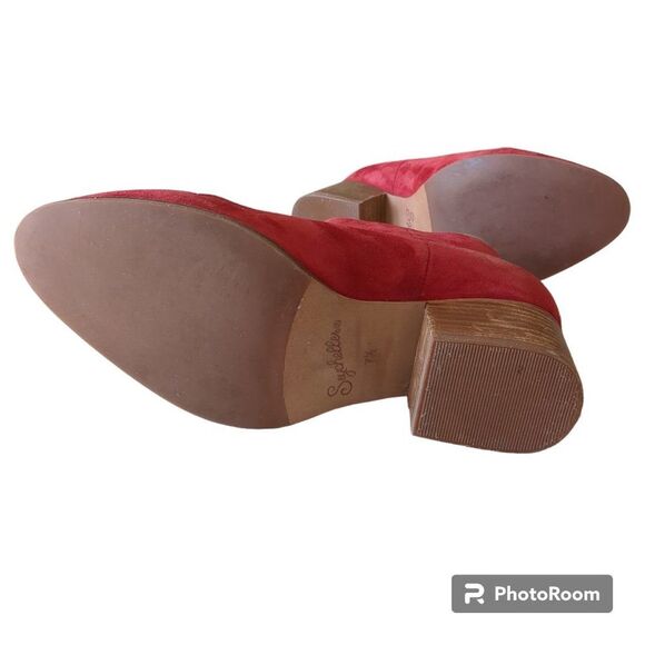ANTHROPOLOGIE Womens Boots Seychelle Suede Flood Plain Red Booties, Size 7.5 - Picture 8 of 12